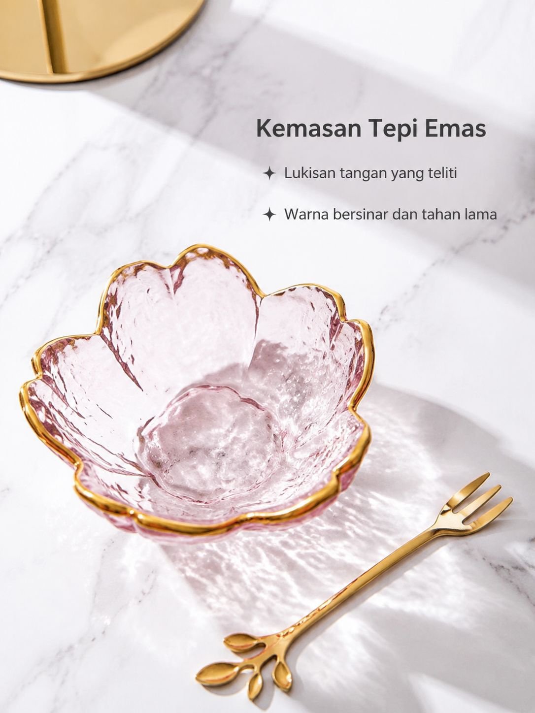 Japanese Style Pink Gold Rim Glass Small Plate Seasoning Sauce Plate