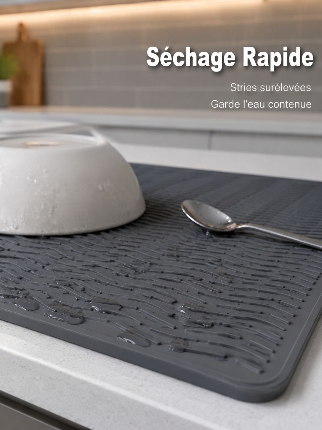 Tapis égouttoir en silicone pour cuisine