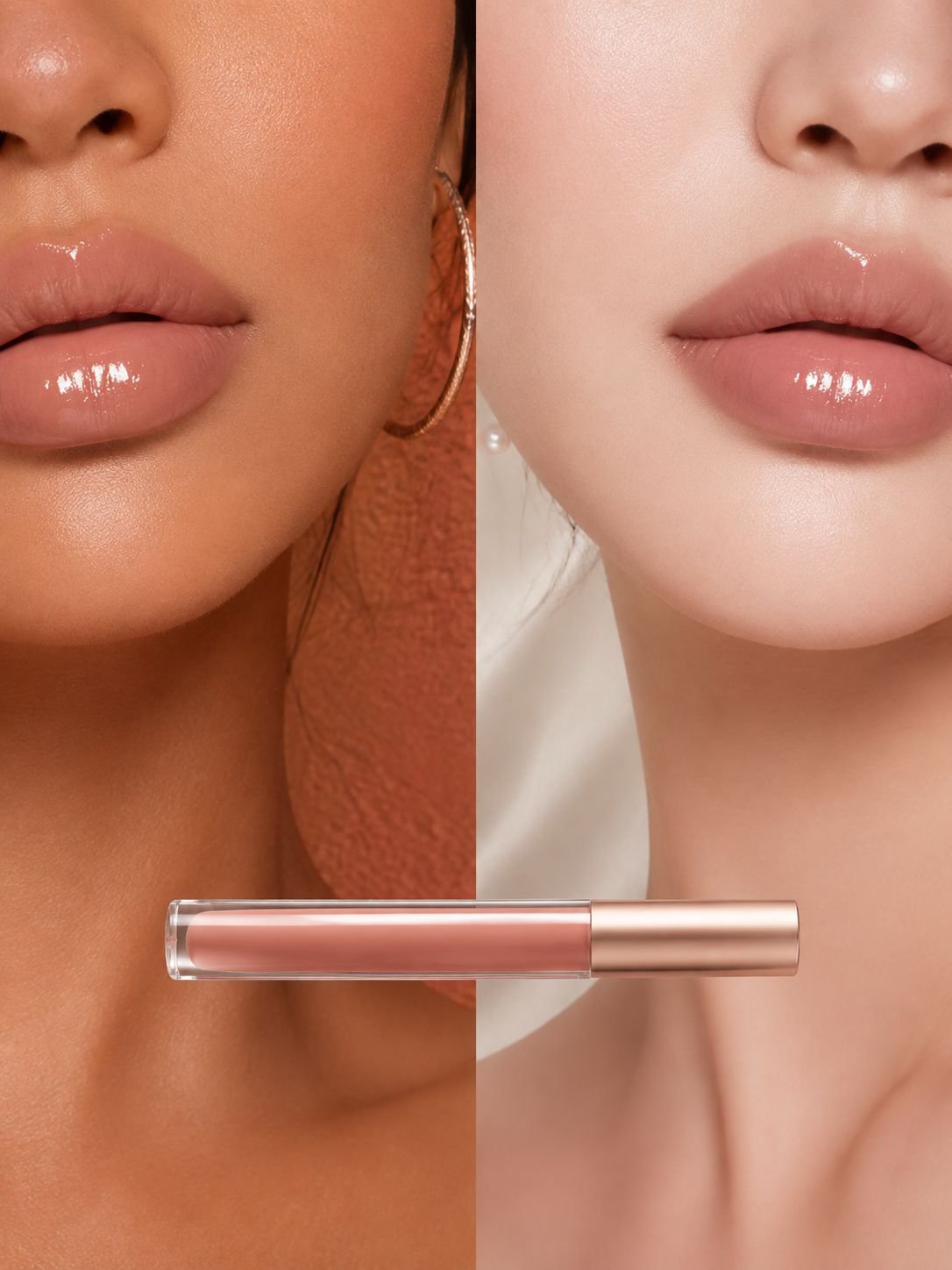 Glossy lips with vibrant, non-fading color