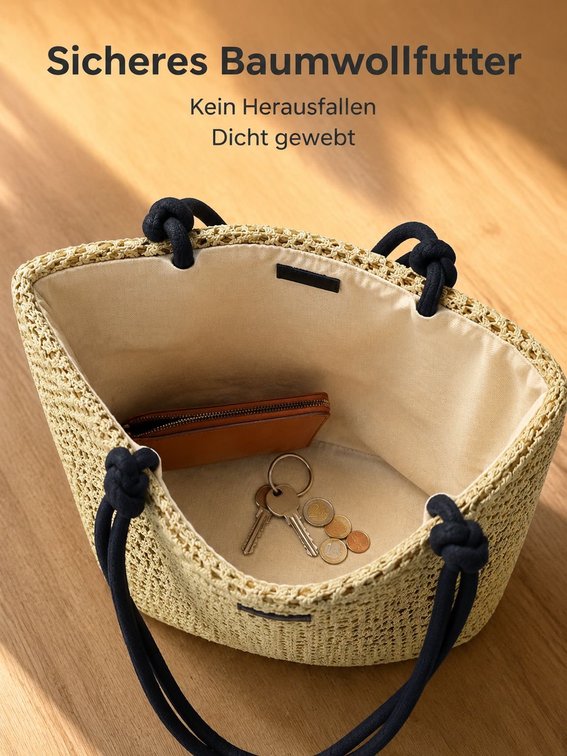 Sommerliche Urlaubstasche im geflochtenen Design