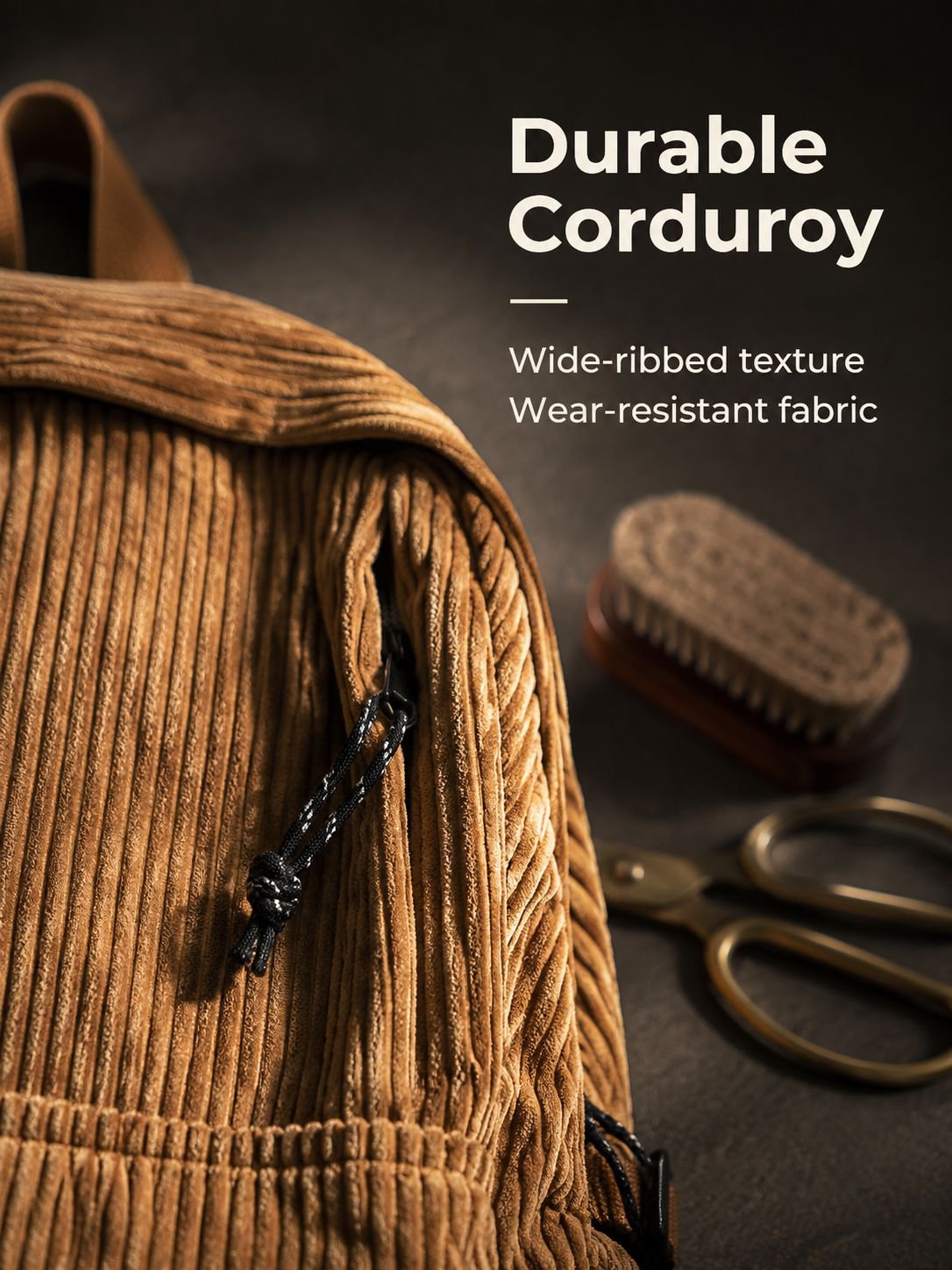 Corduroy backpack, lightweight and stylish for middle school students, large capacity, casual travel