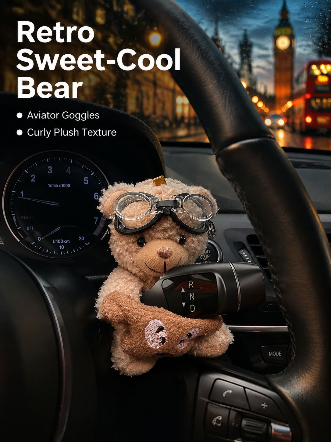 Cute bear-shaped gear shift lever steering wheel decoration