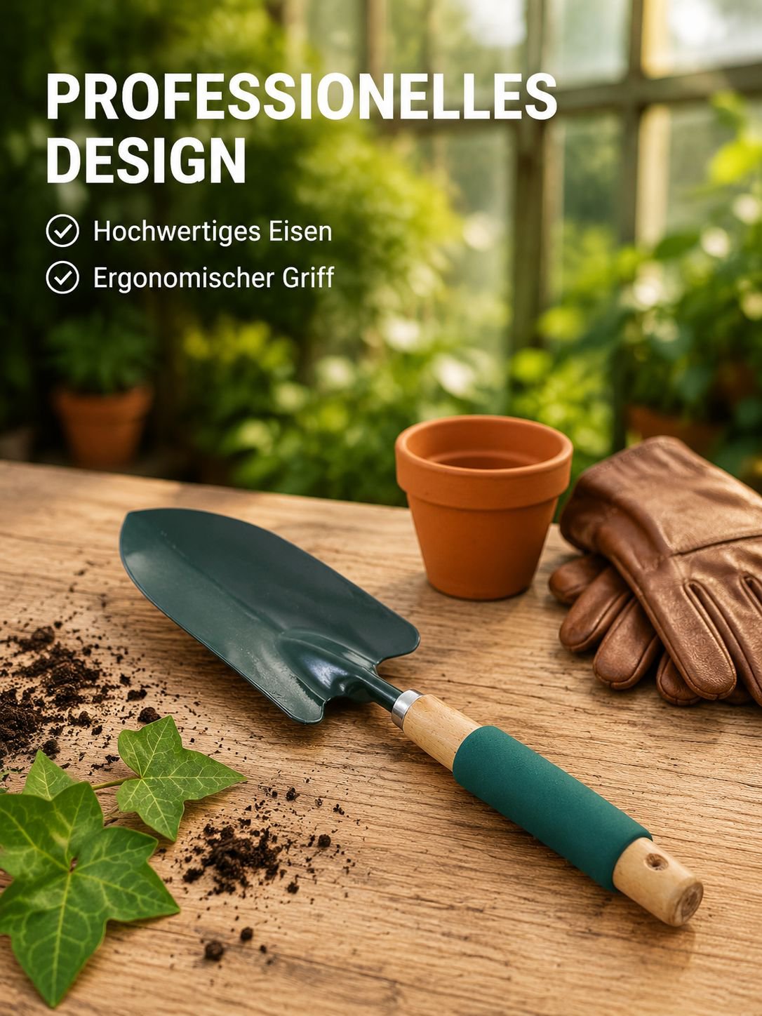 Multifunktionales Gartenwerkzeug-Set mit 36cm langer Schaufel, Blumenschaufel und Eisenspaten