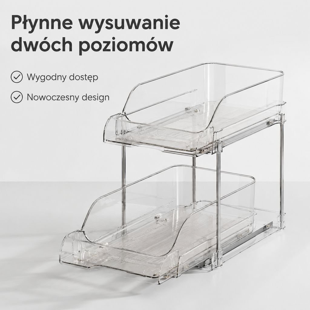 Dwupoziomowy uchwyt na kubki do szuflady na blat kuchenny