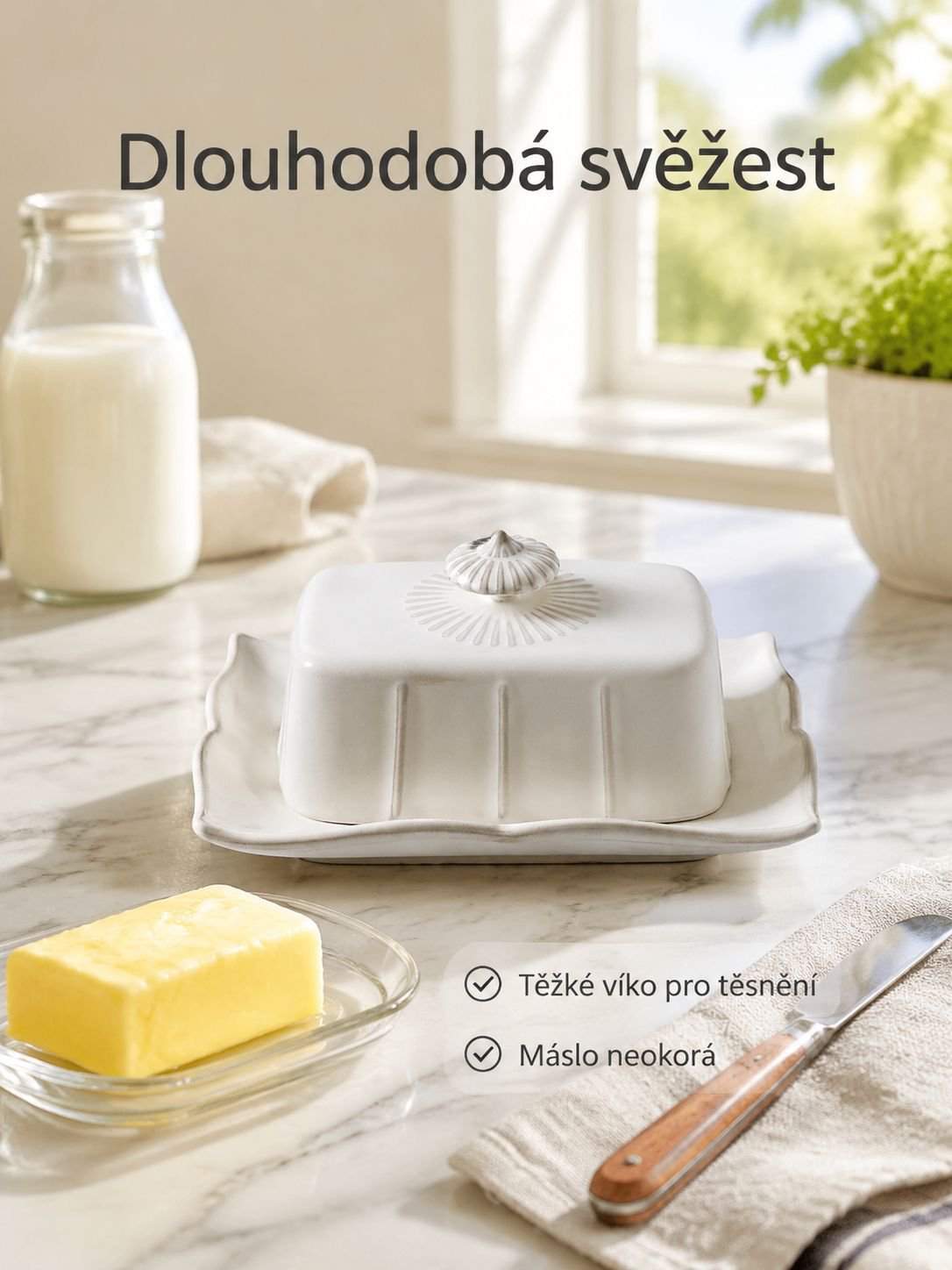 Evropská keramická miska na máslo
