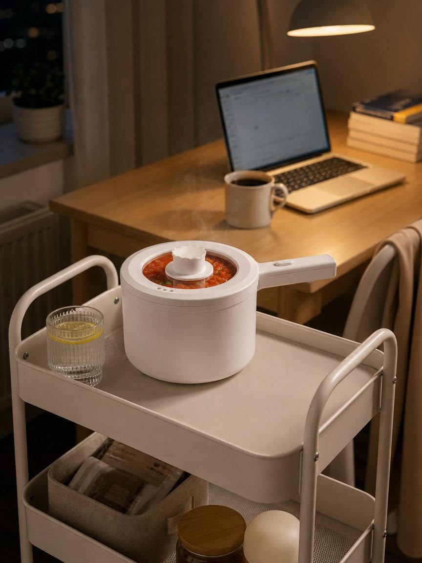 Praktischer Elektrokocher beim Kochen