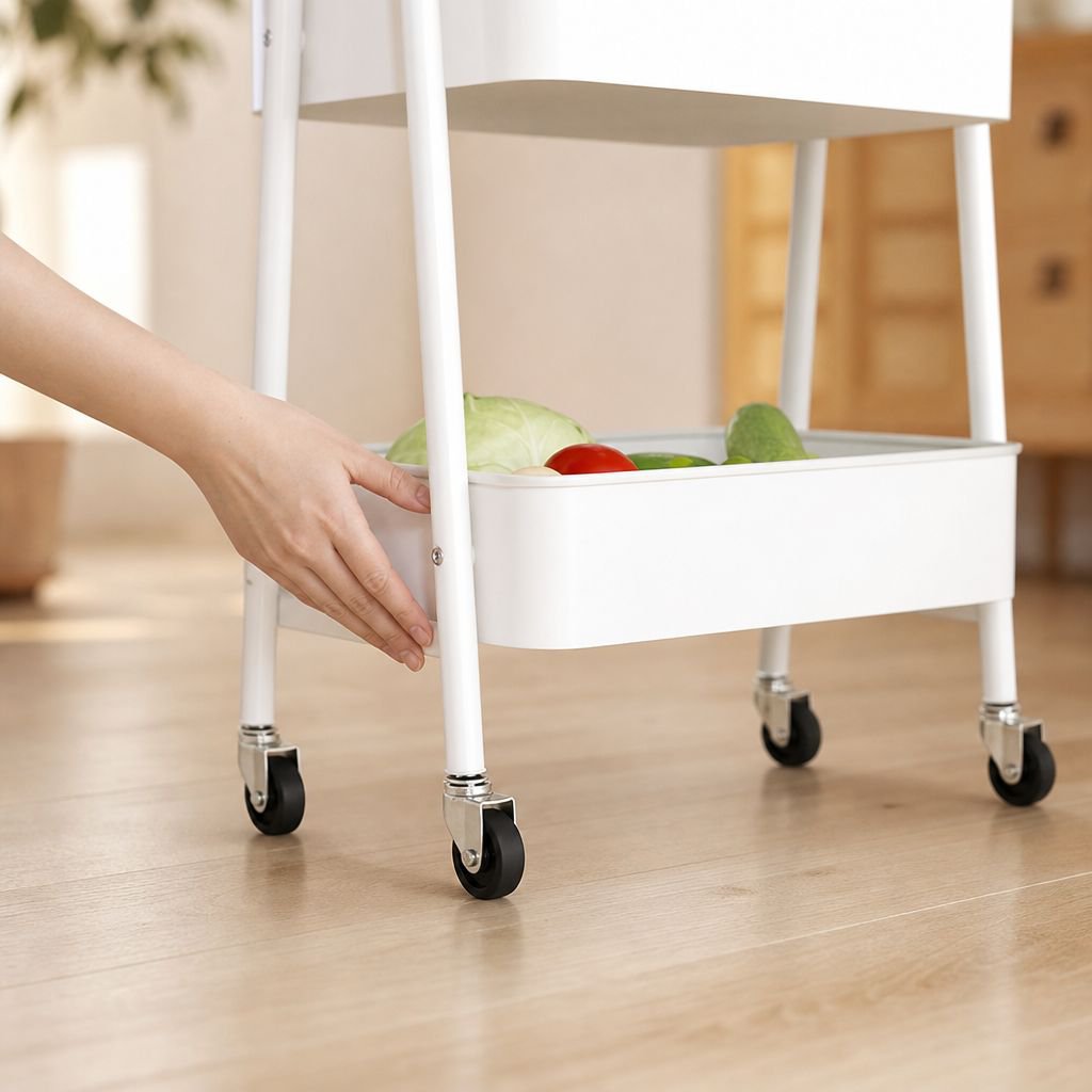 Estante de almacenamiento móvil y extraíble para baño y cocina