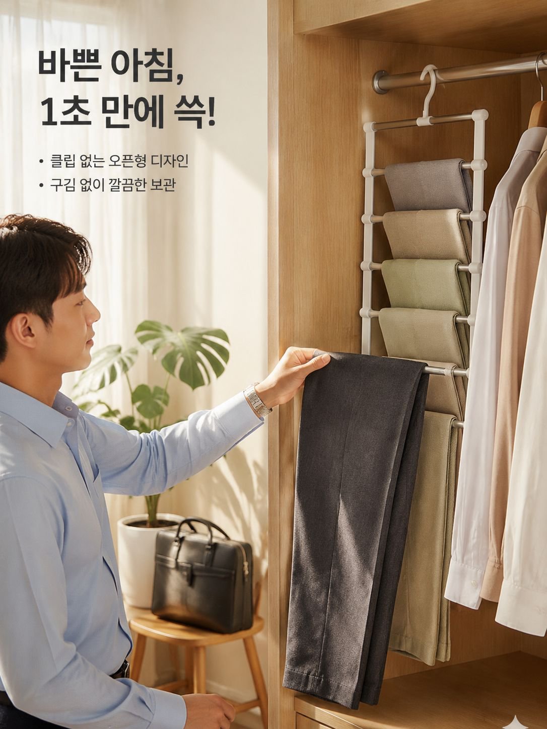 다층 접이식 무봉제 바지 행거