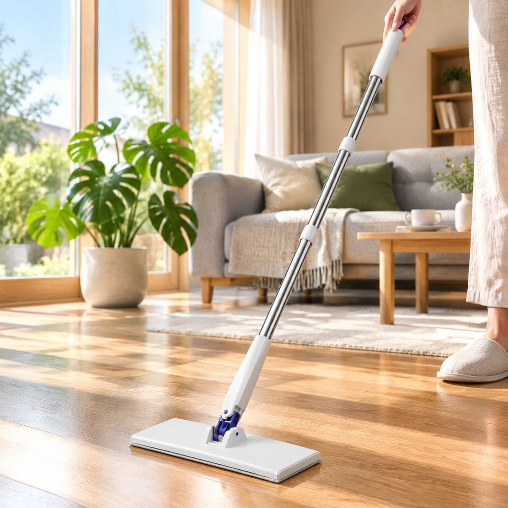 フロアワイパー 本体 1秒で着脱 ワンタッチモップ 2in1水切りワイパー 乾湿両用モップ 拭き掃除 雑巾ワイパー ベランダ 玄関 床 窓 フロア フローリング 掃除道具 使い捨てドライシート付き