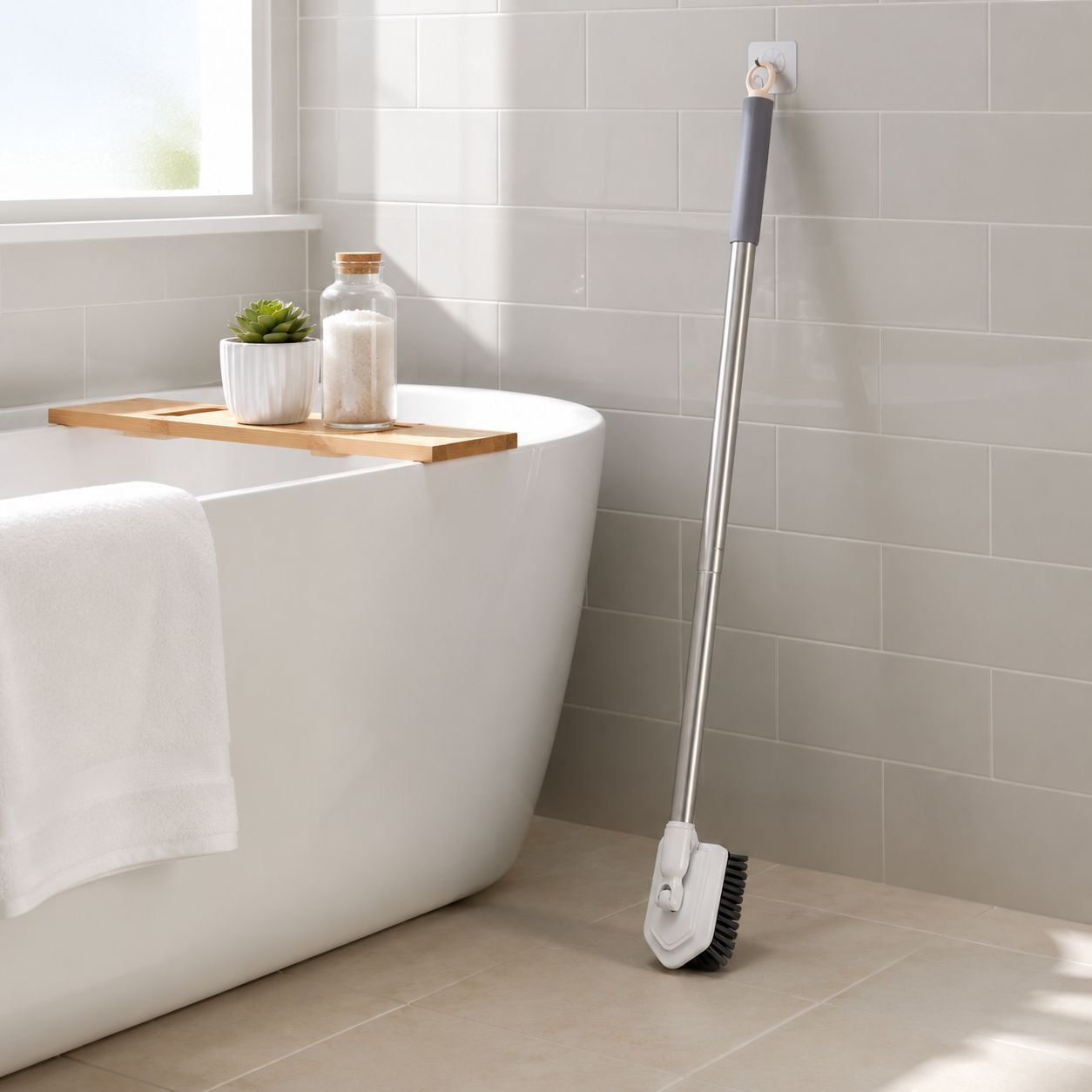 Extended Handle Hard Bristle Floor Scrub Brush