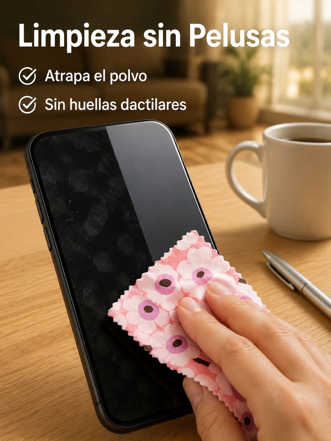 Pañuelo cuadrado estampado sin pelusa