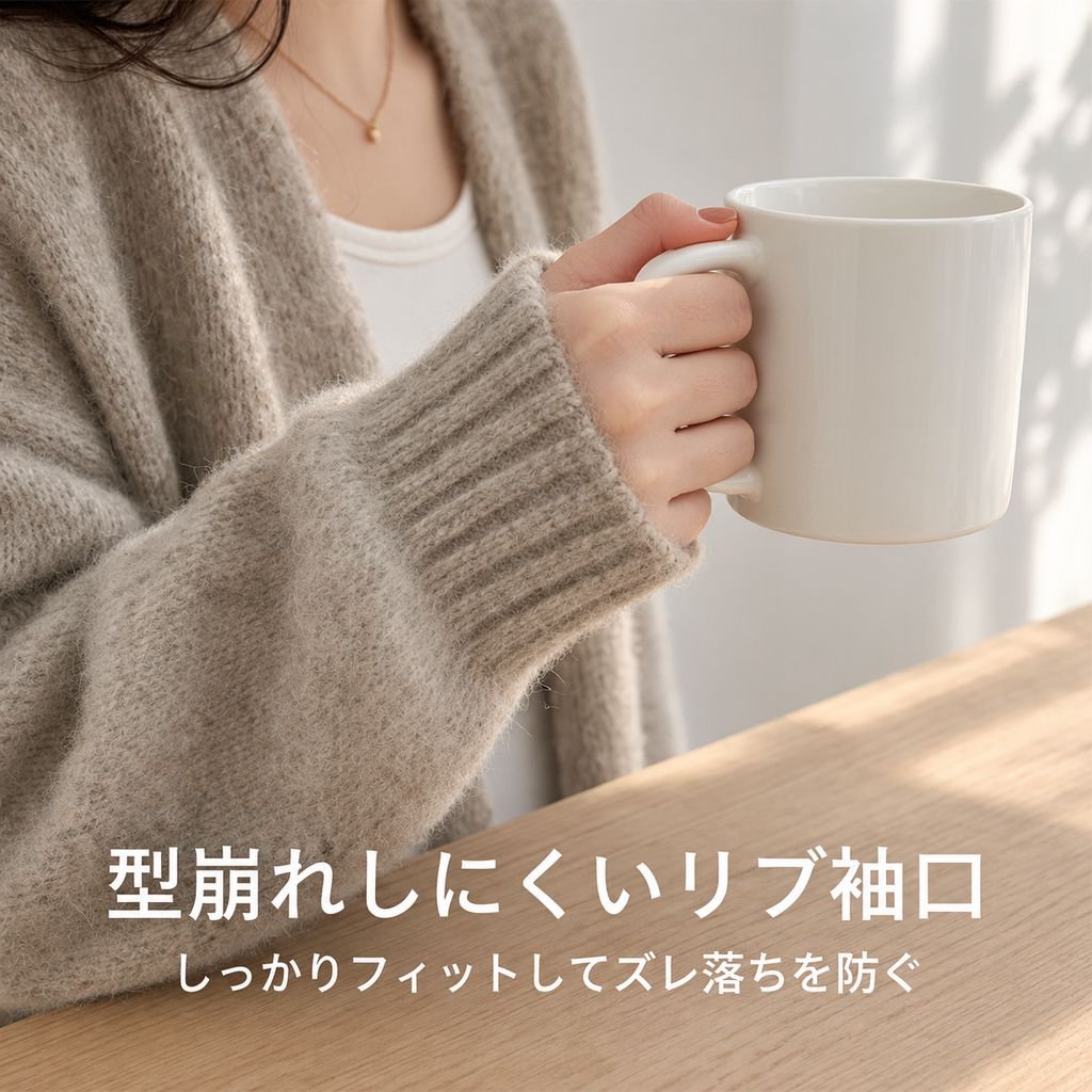 パフスリーブ無地ゆったりニットカーディガン レディース 秋冬新作