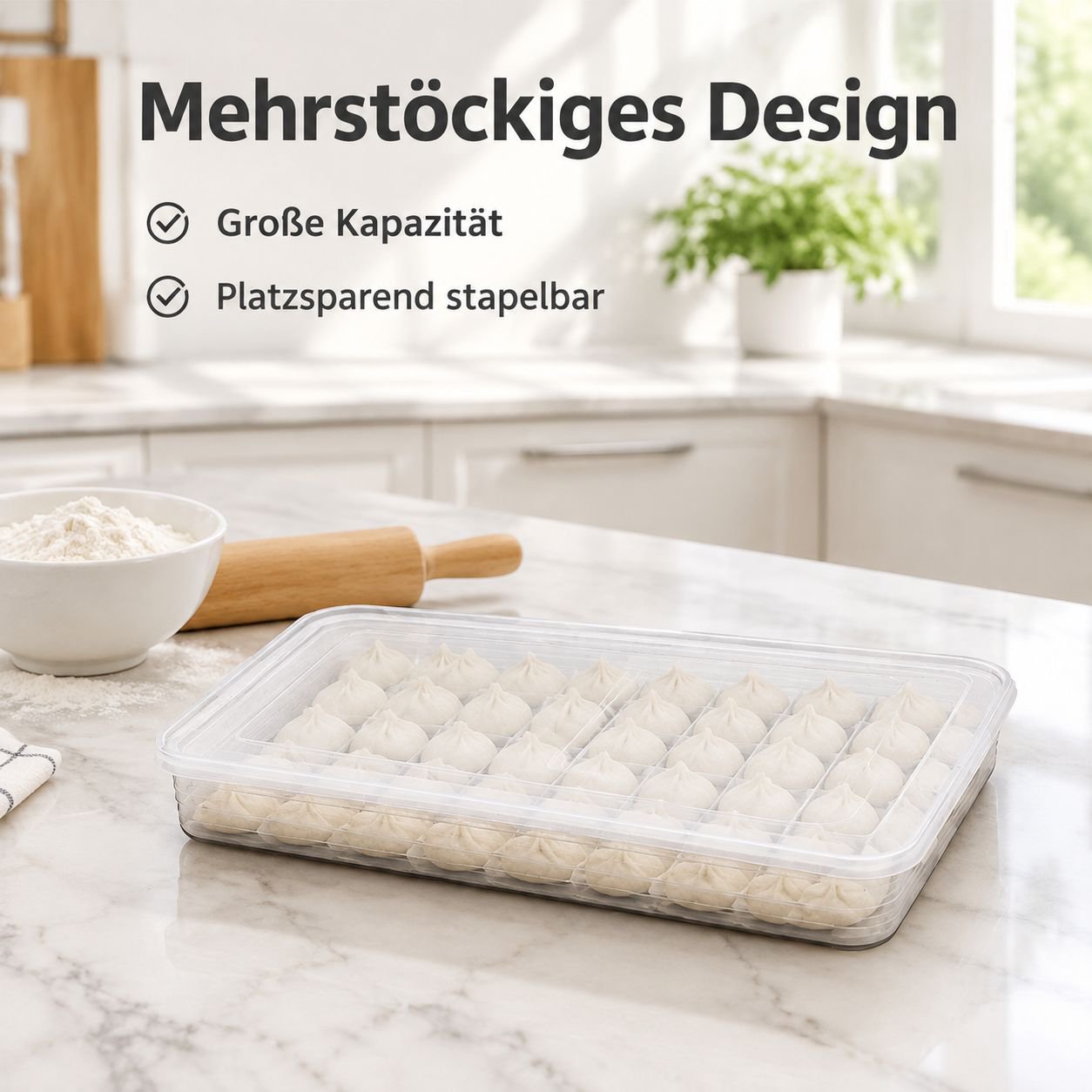 Teigtaschen Gefrierbox Dumpling Frischhaltebox für Kühlschrank Lebensmittelecht