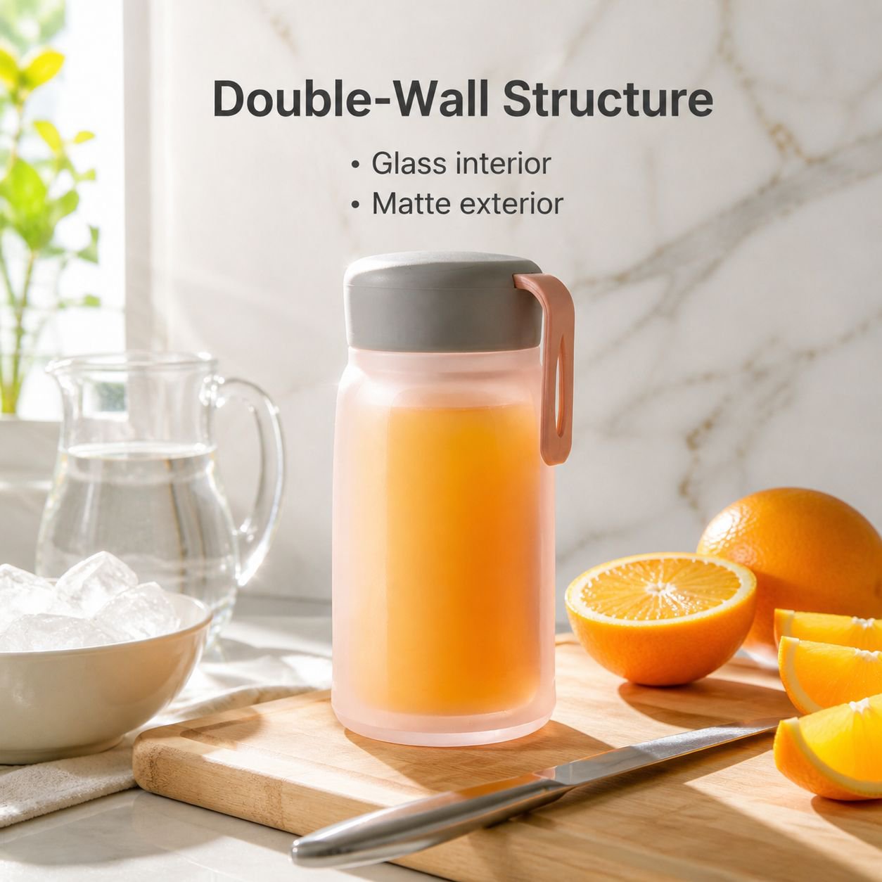 Double-layer Little Q Glass Water Cup