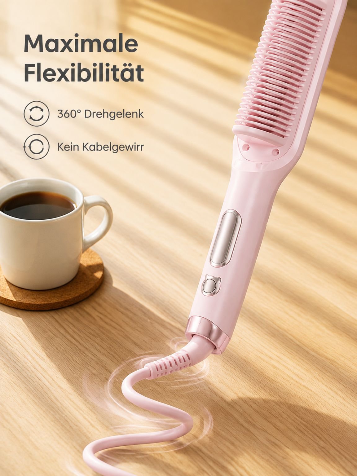 Lazy Rabbit Haarglätter mit Negativ-Ionen-Technologie und LCD-Kamm – Schonend zum Haar, geeignet zum