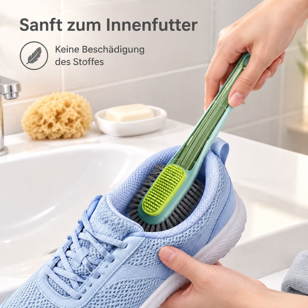 Mehrseitige Bürste für die Reinigung verschiedener Schuhbereiche