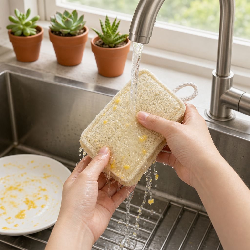 Durable natural sponge scrubber for sustainable cleaning