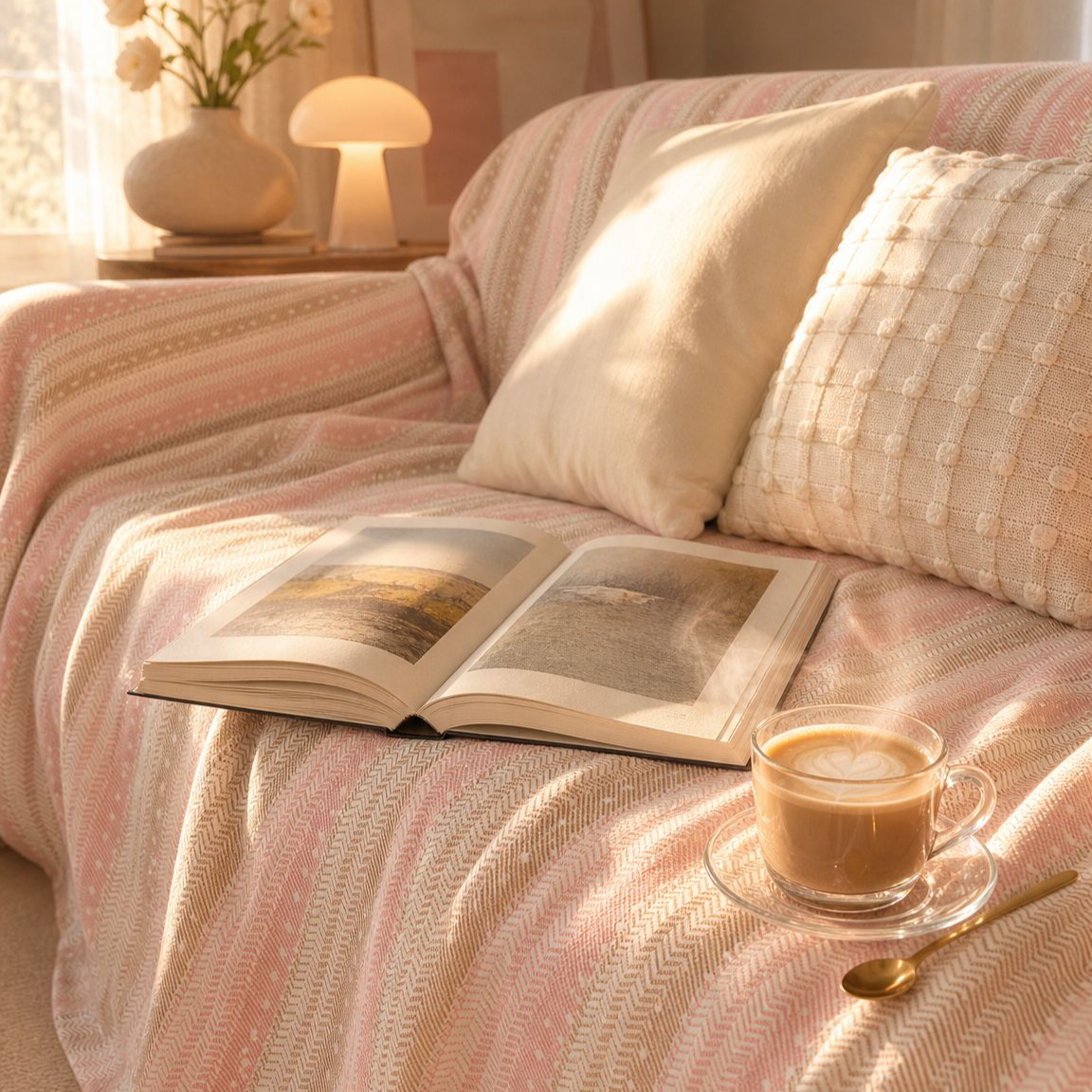 Sofa Throw with Layered Wavy Texture