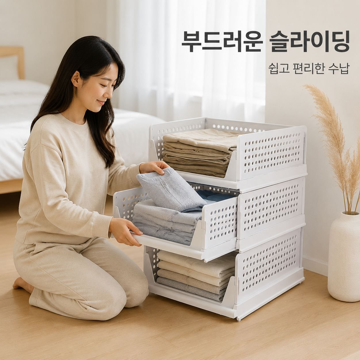 옷장 서랍형 플라스틱 다단 수납 선반