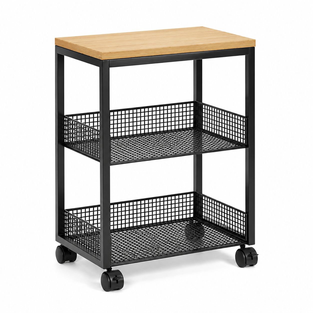 Movable Bookshelf with Wheels Printer Storage Desk Side Cabinet