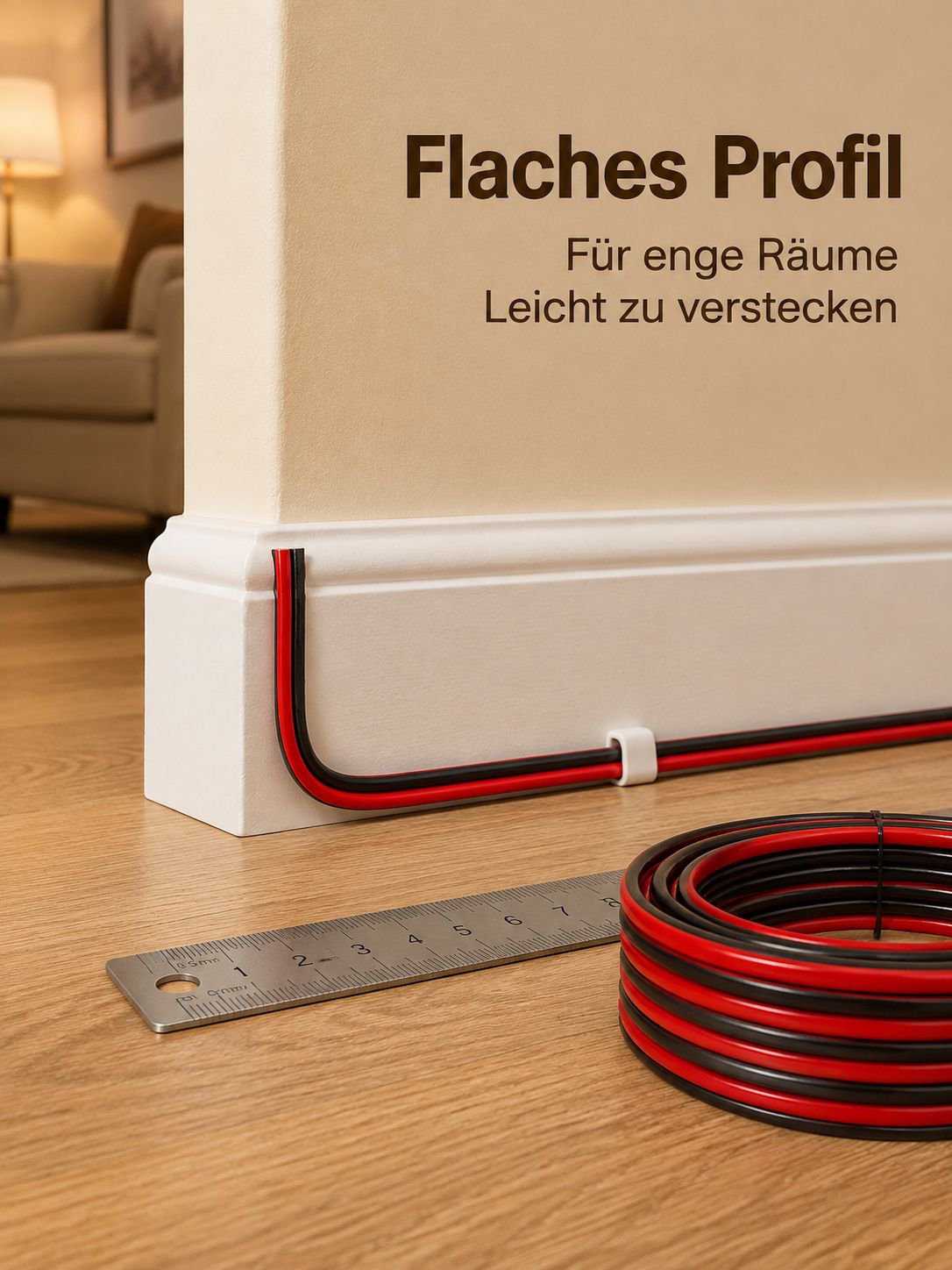 PVC Rot-Schwarz Doppelader LED-Streifen Anschlusskabel 2468 Flachband Kleinrolle 30-16AWG