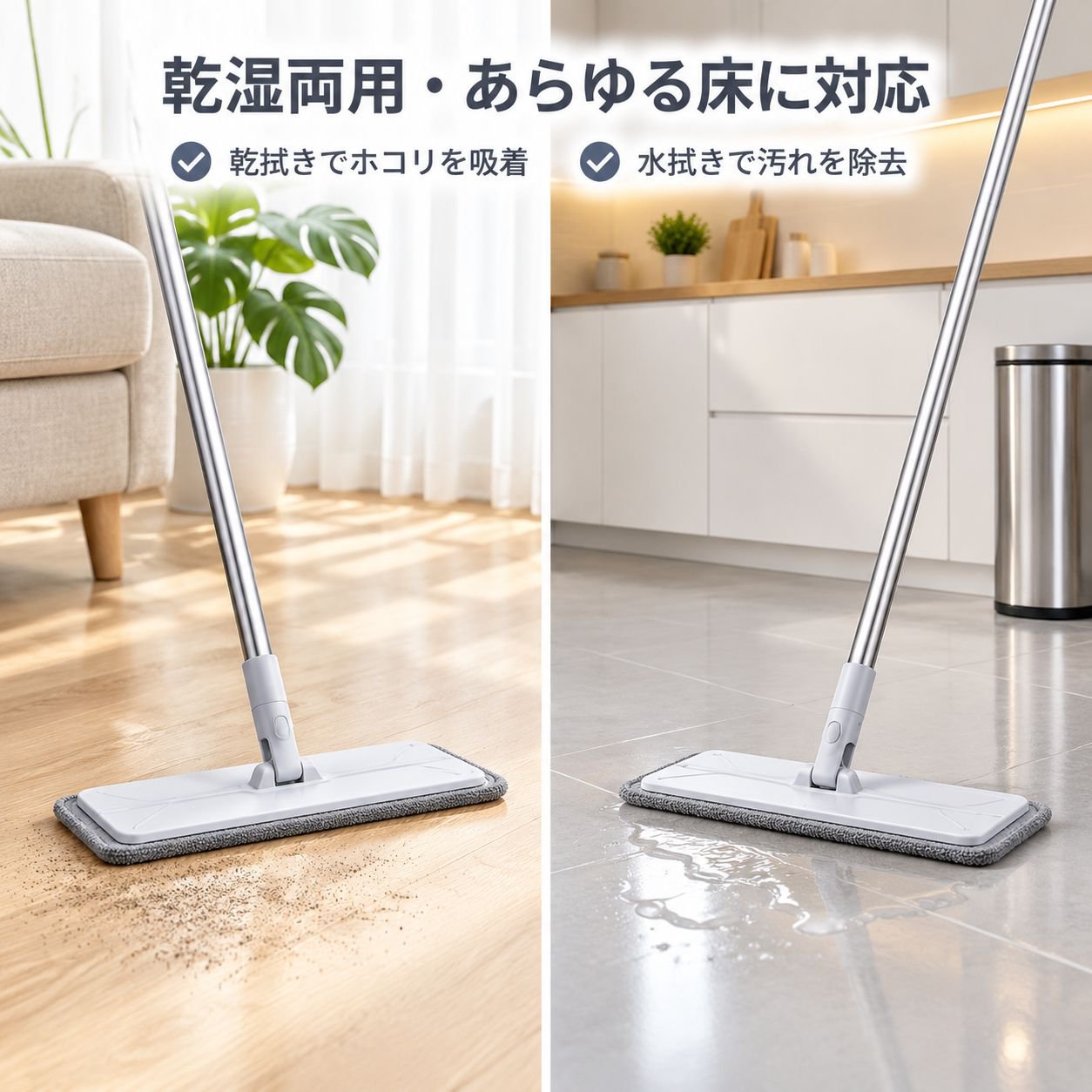 宝家洁 クロス挟み込み式 フラットモップ 乾湿両用 家庭用 モップ