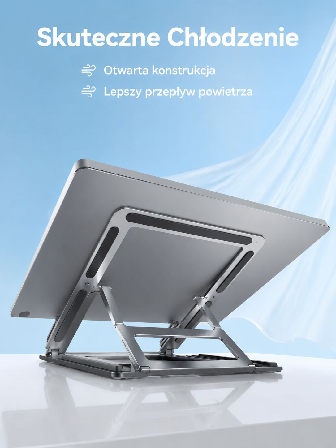 Składany aluminiowy stojak na notebooka, przenośna podstawka na biurko z funkcją chłodzenia