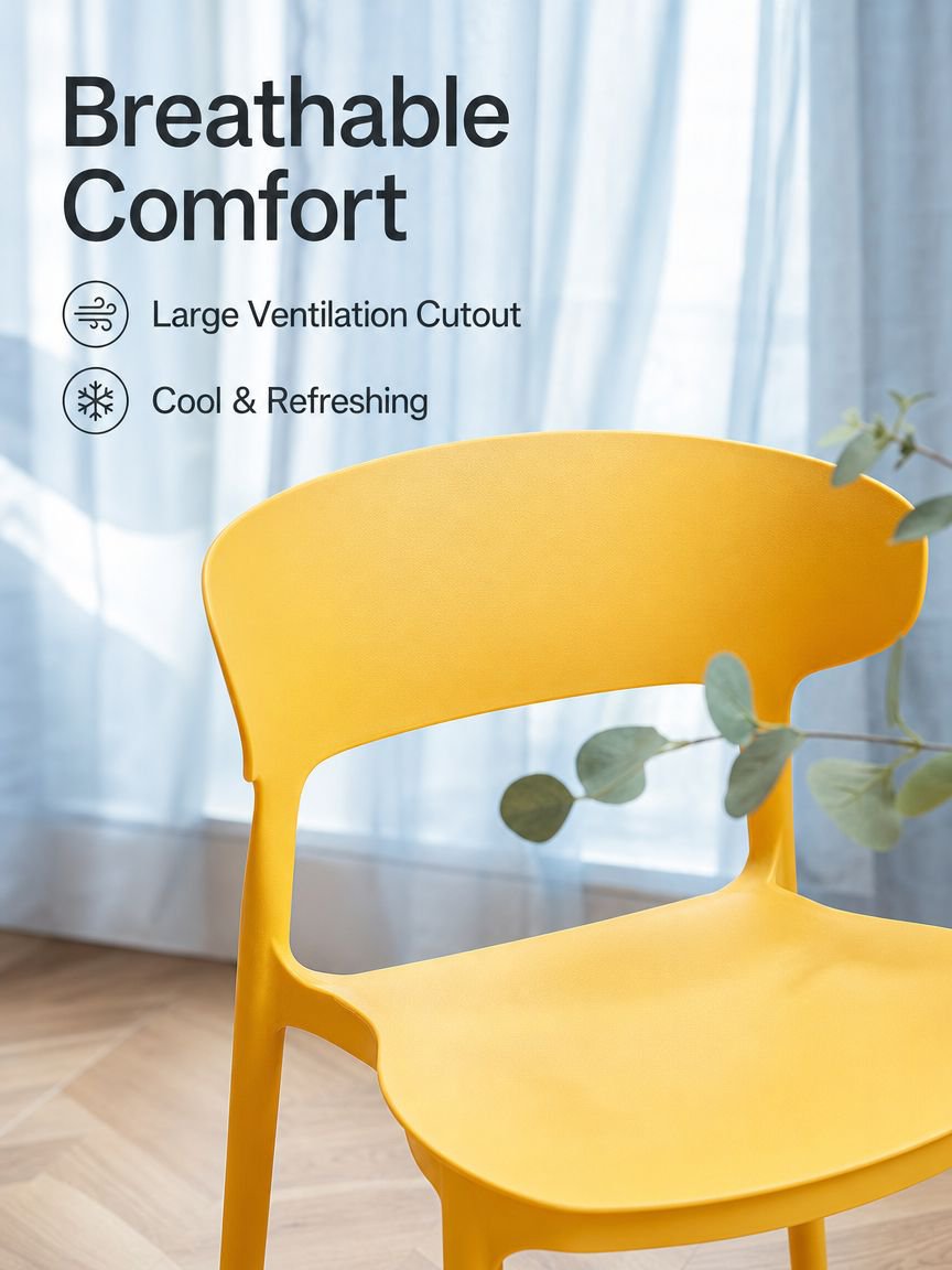 Plastic chair, thickened backrest chair for home use