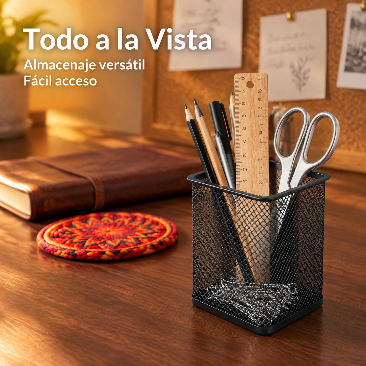 Organizador Redondo de Metal para Escritorio Escolar
