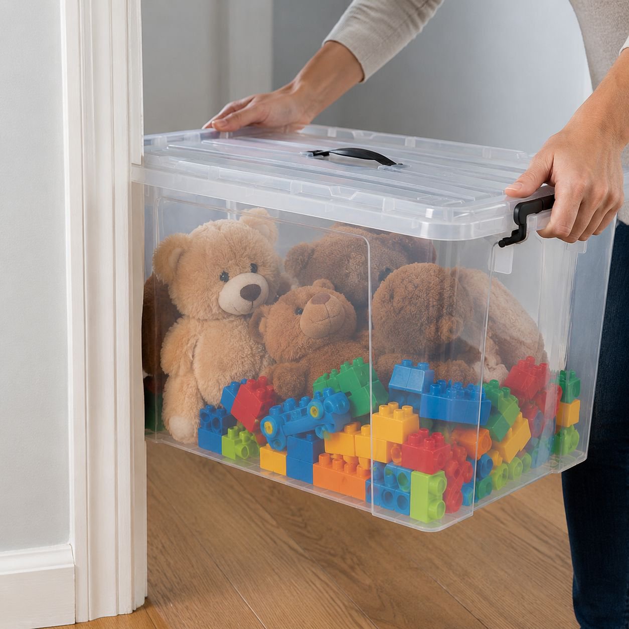Easy-to-carry storage box with ergonomic handles