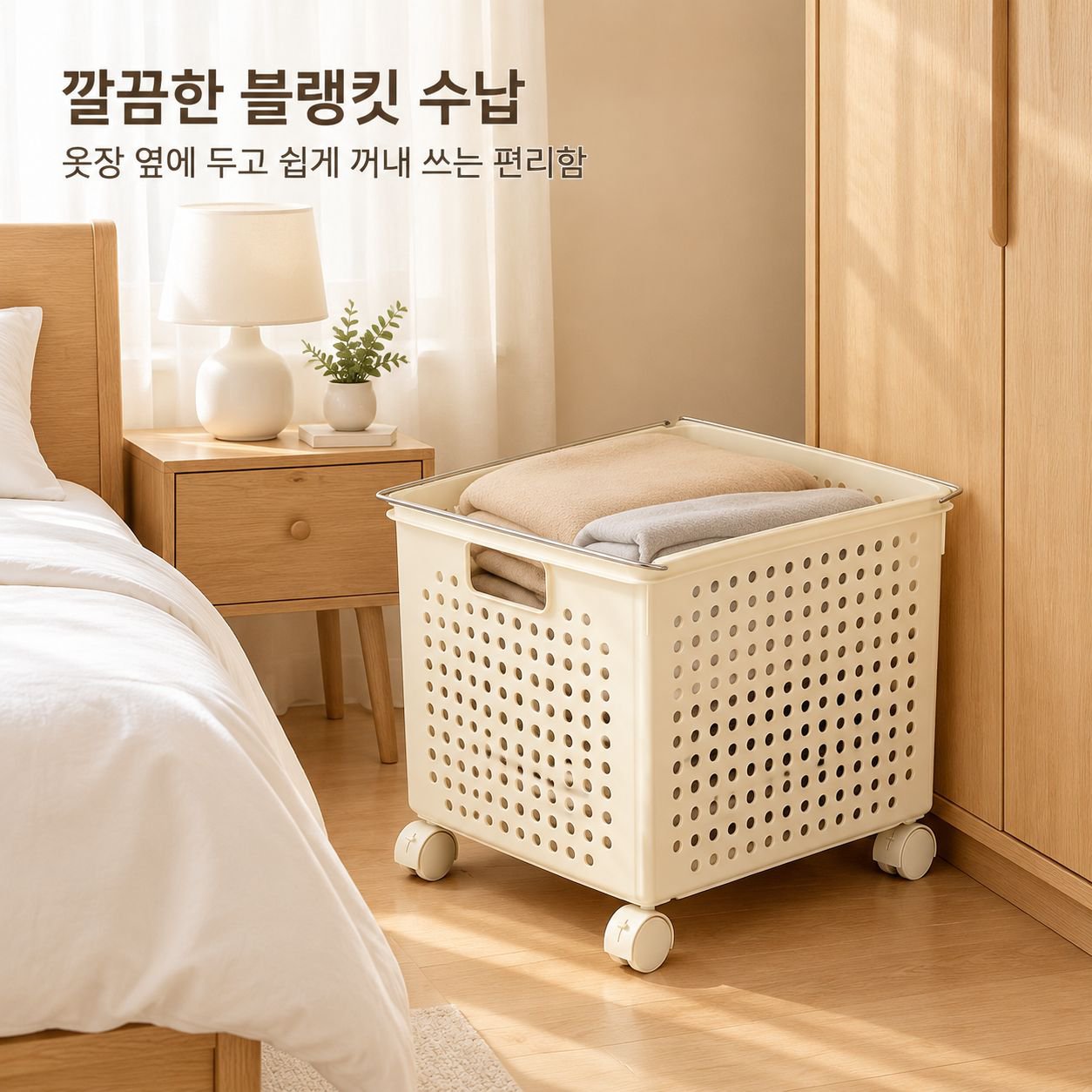 바퀴형 이동식 빨래바구니 런드리트롤리 세탁바구니 다용도 수납카트