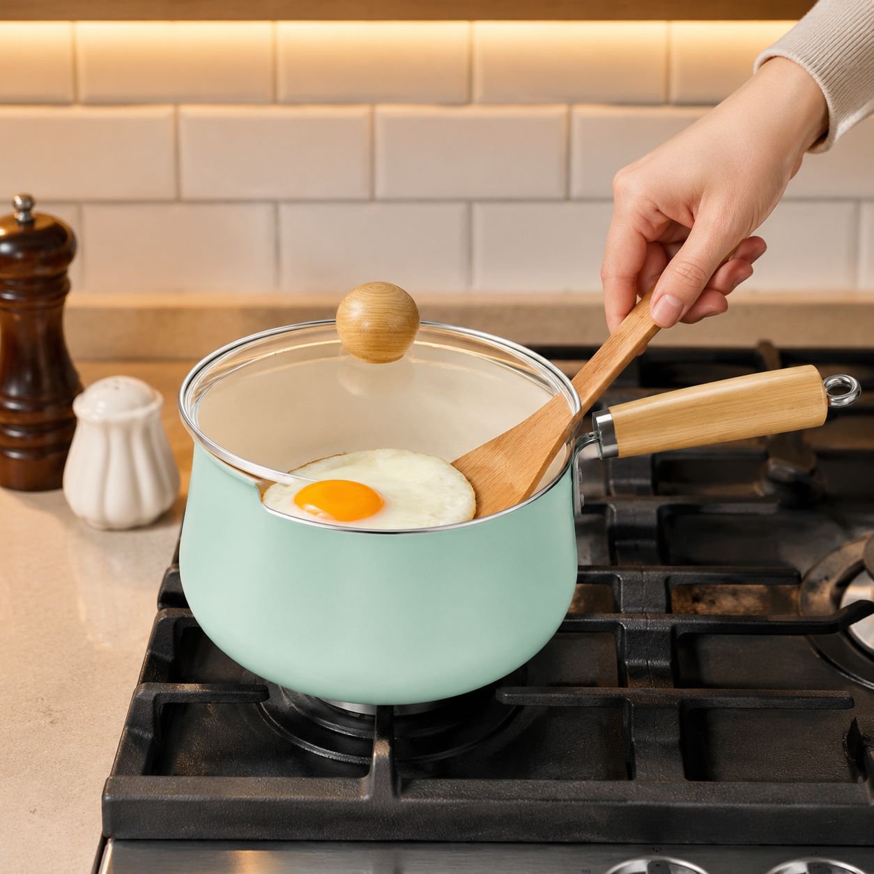 Household nonstick milk pot Ceramic doublesided nonstick highcolor cooking noodles pot