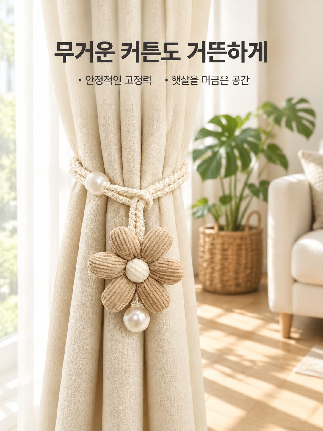 진주 버튼 커튼 로프