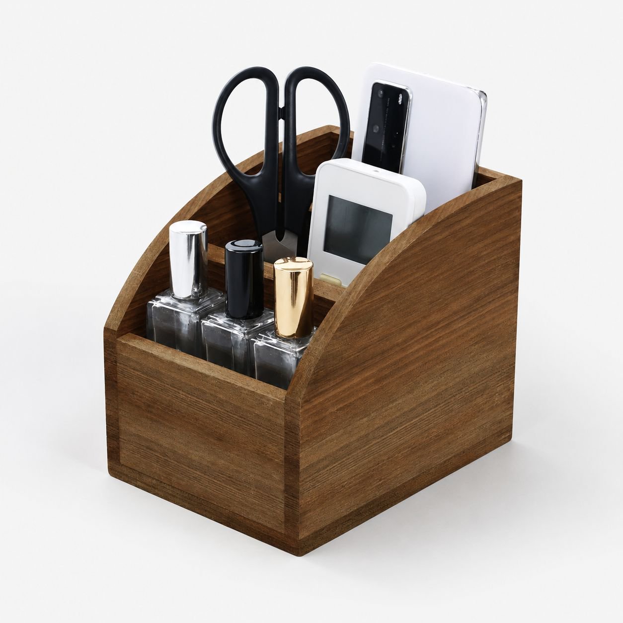 Organizador de mandos de madera multifuncional, estilo moderno