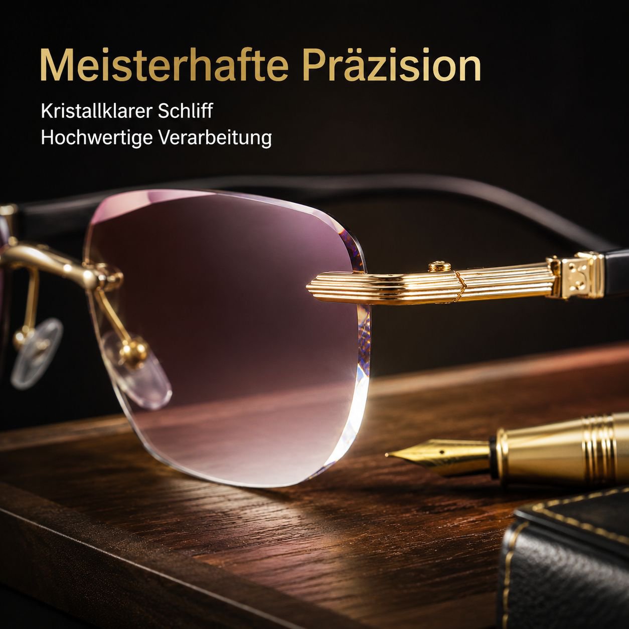 Ultraleichte, rahmenlose, abgeschrägte Lesebrille mit Blaulichtfilter und Zoomfunktion