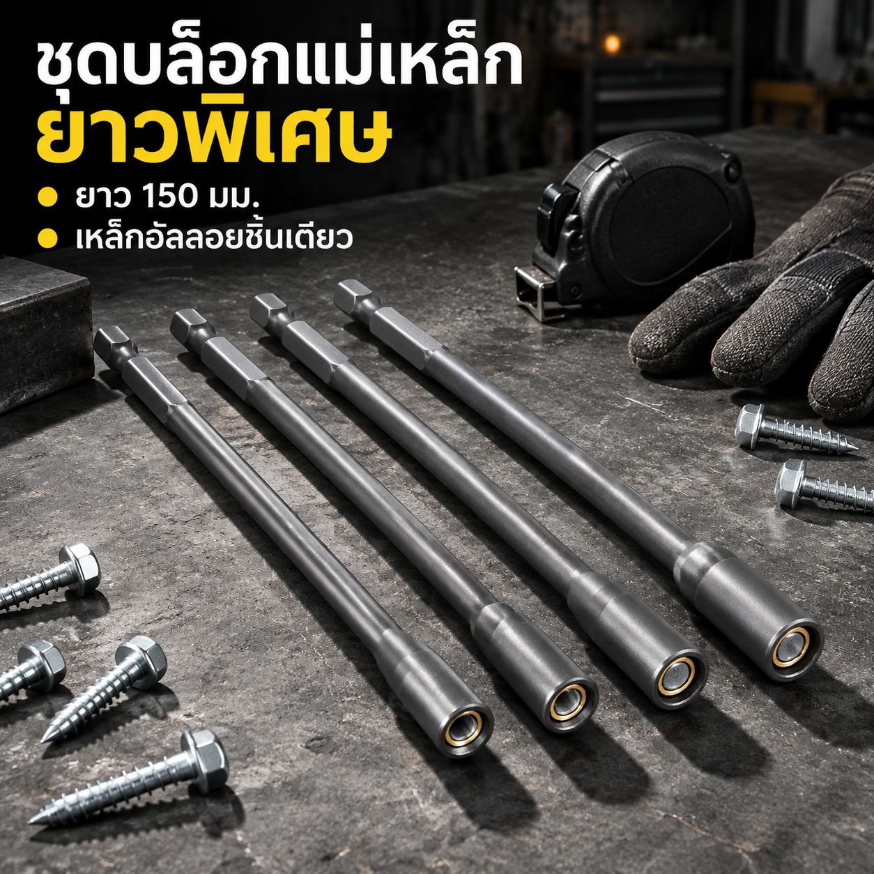 ลูกบล็อกแม่เหล็กสำหรับไขควงกระแทก ขนาดพิเศษยาว 150 มม.