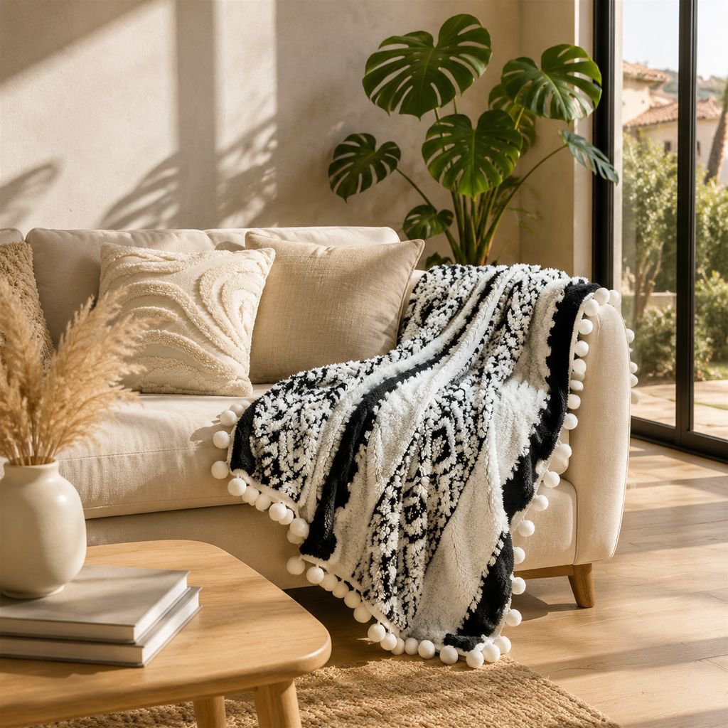 Manta de sofá autocalentable con absorción de humedad, cálida y cómoda