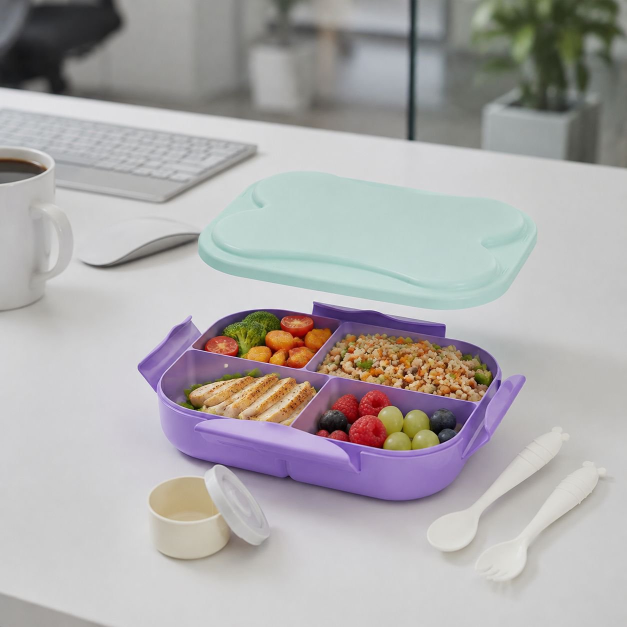 Leakproof bento box with multiple food compartments