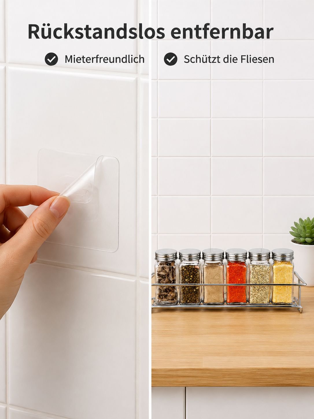 Wandmontiertes mehrstöckiges Gewürzregal aus Metall – Silber, ohne Bohren