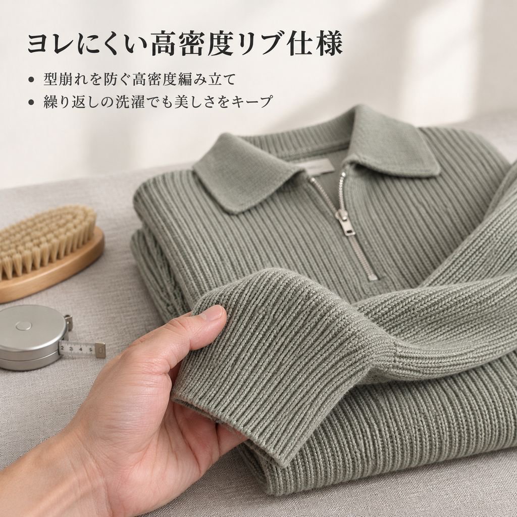 メンズ ハーフジップ ニットセーター 秋冬 厚手 ゆったり ポロ襟 レトロ プルオーバー