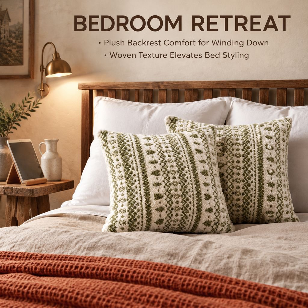 Retro Vintage Throw Pillow Case Bone Polka Dot Striped Couch Bed Cushion