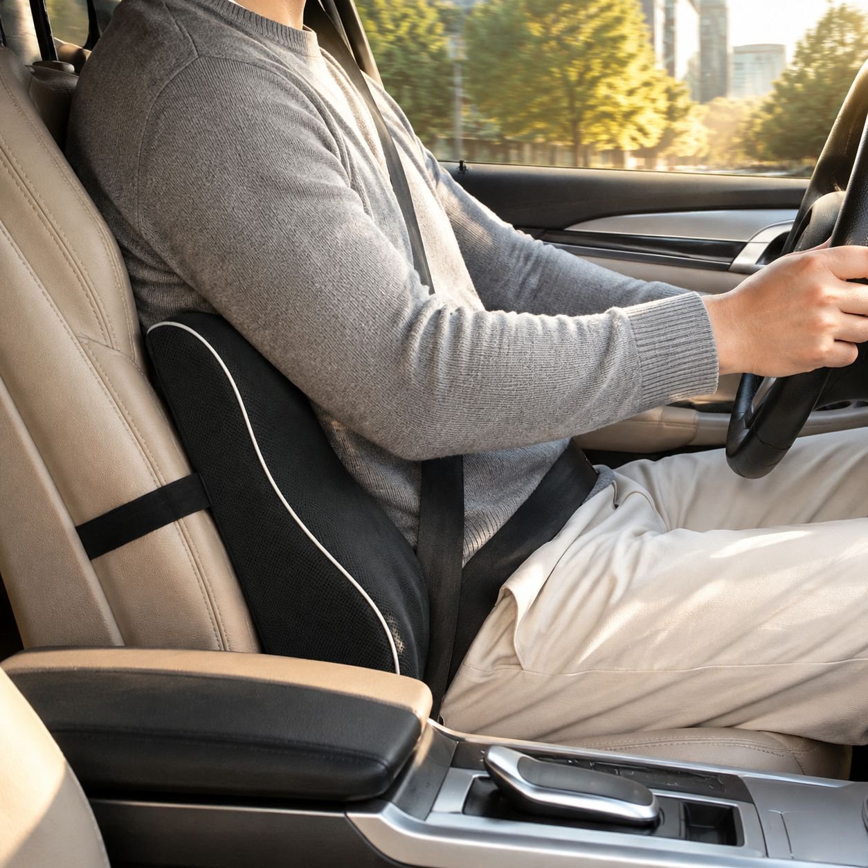 Ergonomisches Memory-Foam-Lendenkissen, großes Lendenwirbelkissen für Auto und Büro