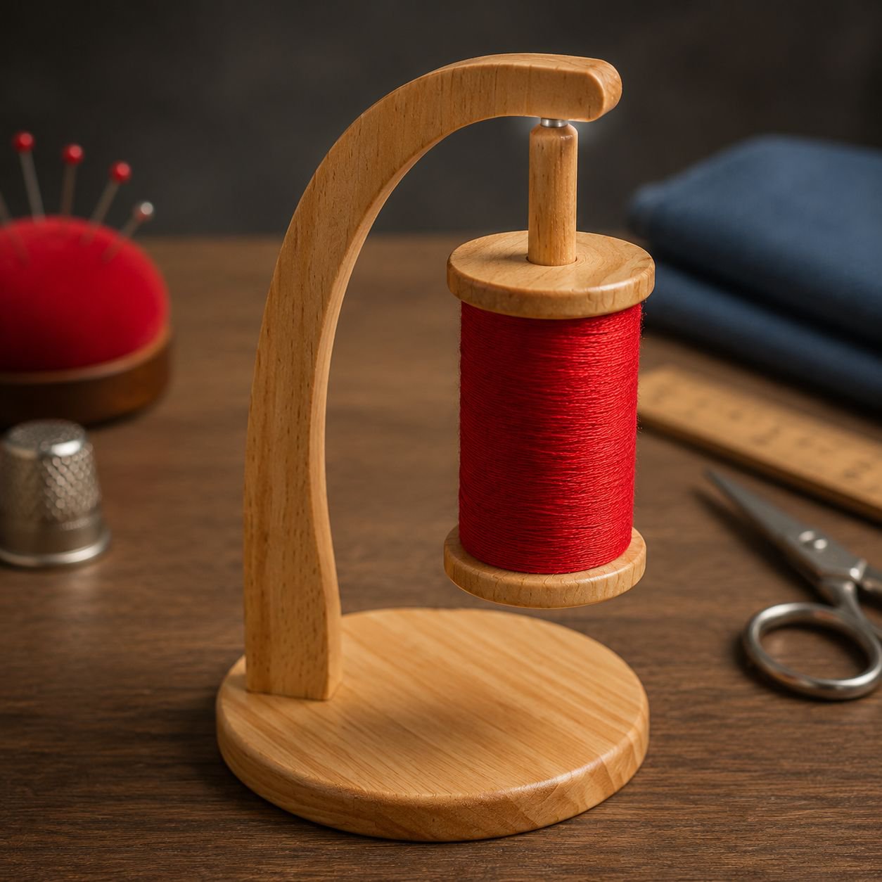 Top view of magnetic thread organizer fully loaded