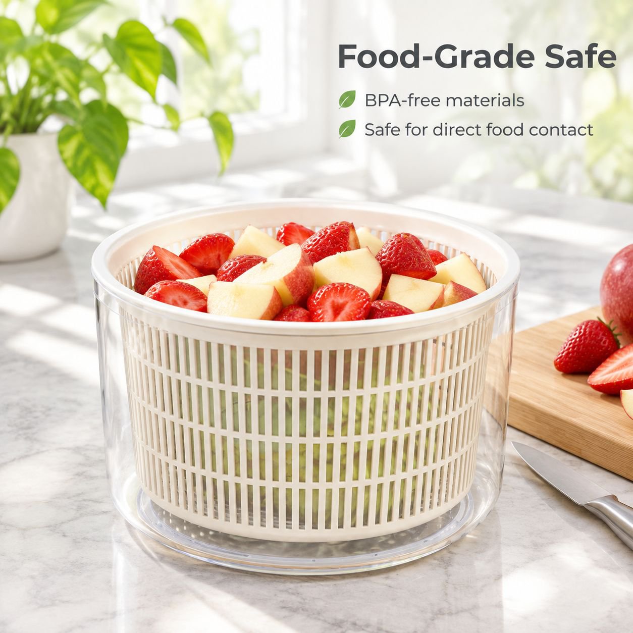Manual Salad Spinner Vegetable Dryer Household Kitchen Fruit Washer Colander Basket