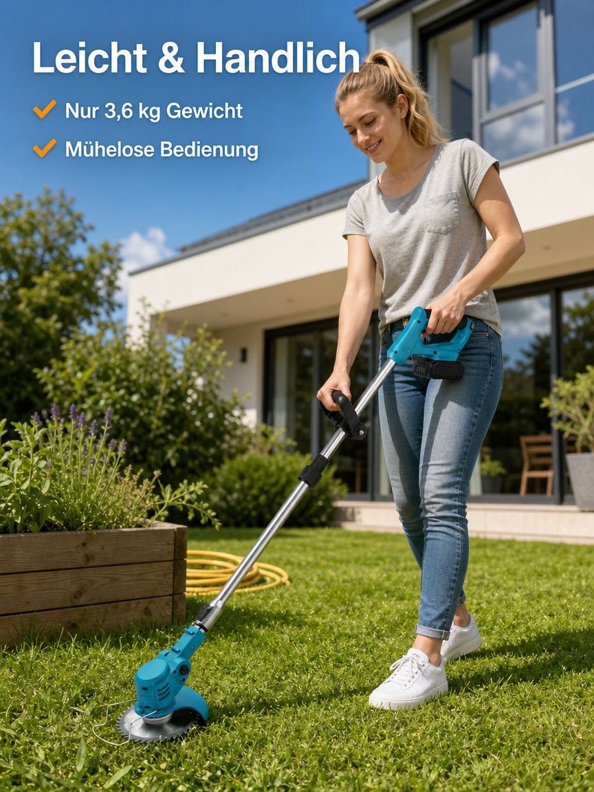 Bequeme Gartenarbeit mit kabellosem Trimmer