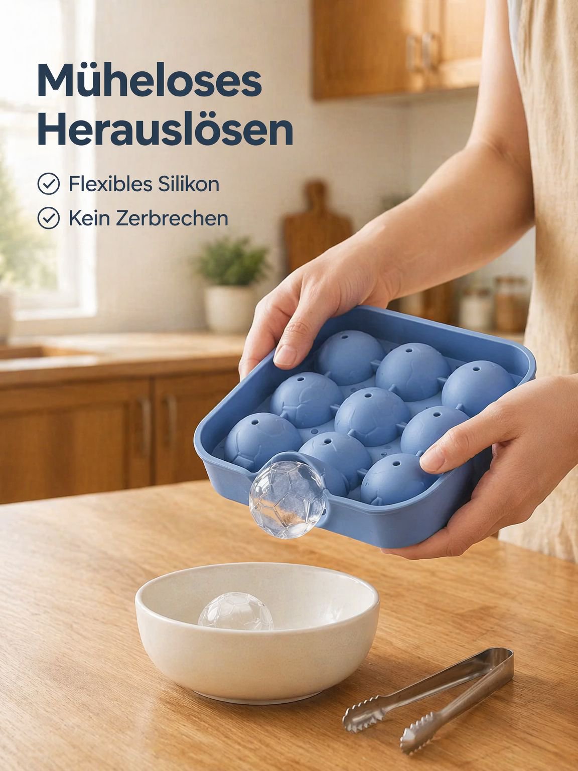 Lebensmittelechte runde Silikon-Eiswürfelform