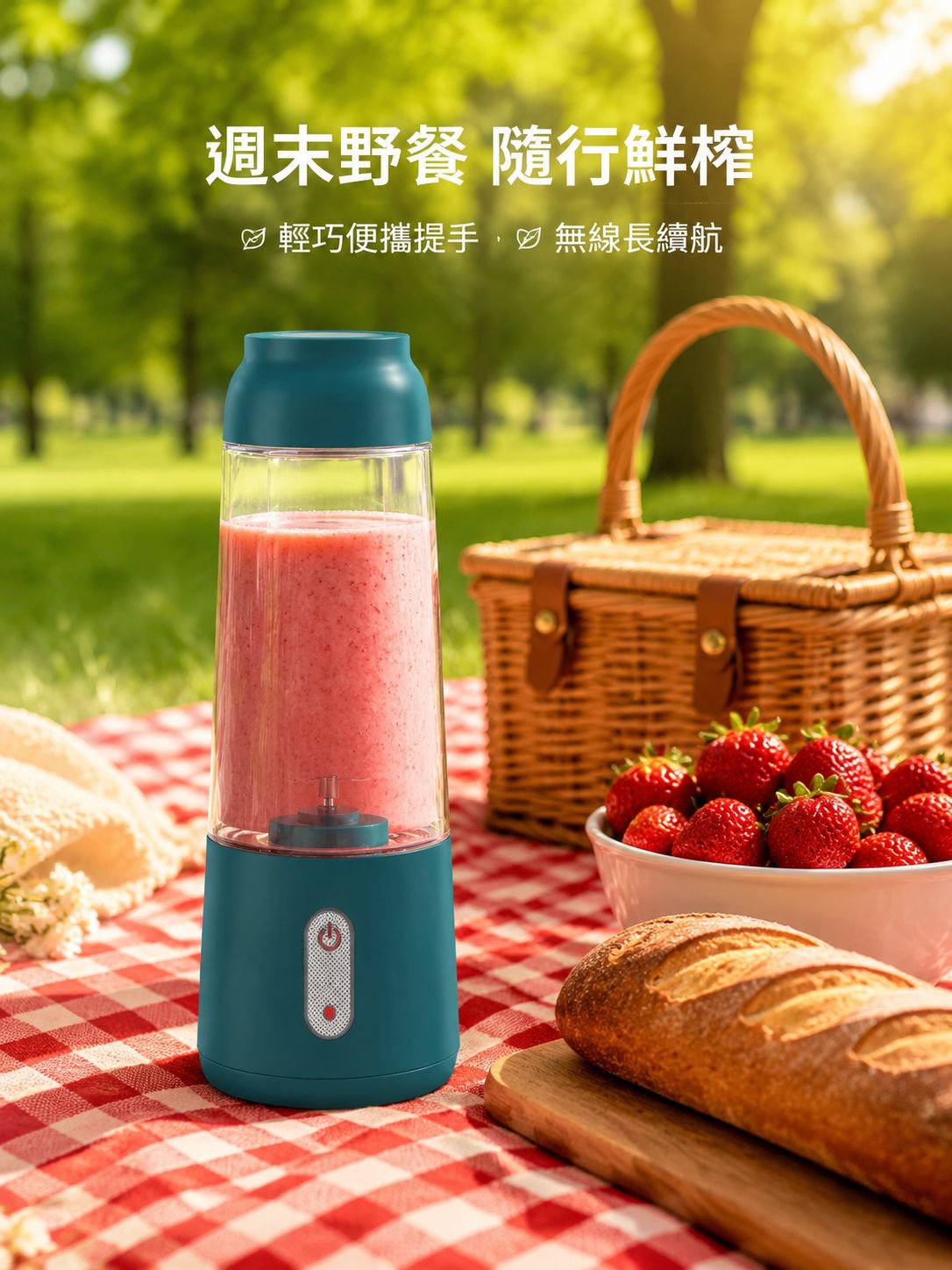 便攜式榨汁機 400ML，充電小型果蔬攪拌機，旅行隨身果汁杯