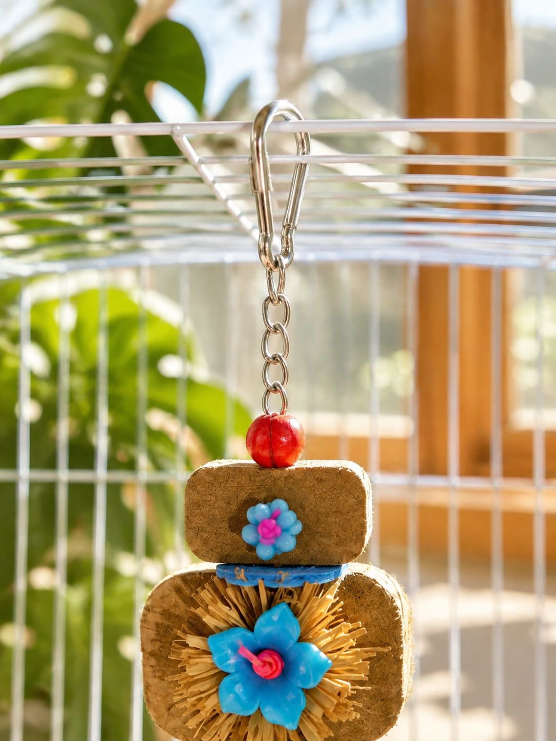 Parrot Colorful Chewing Toy Stand, Cockatiel Tiger Skin Peony Educational Toy, Claw Sharpening and B