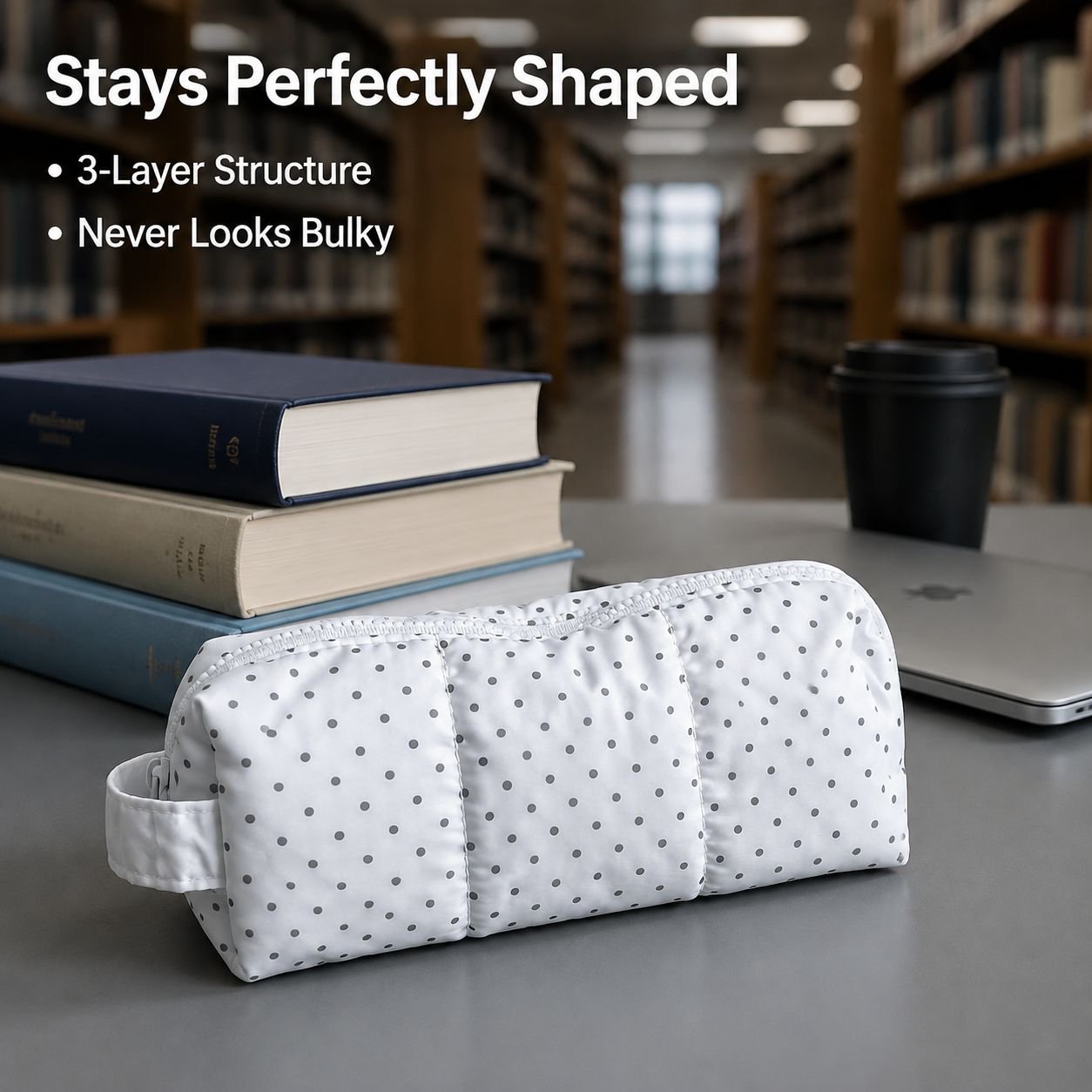 Korean Style Polka Dot Stationery Bag, Portable Handheld Pencil Organizer