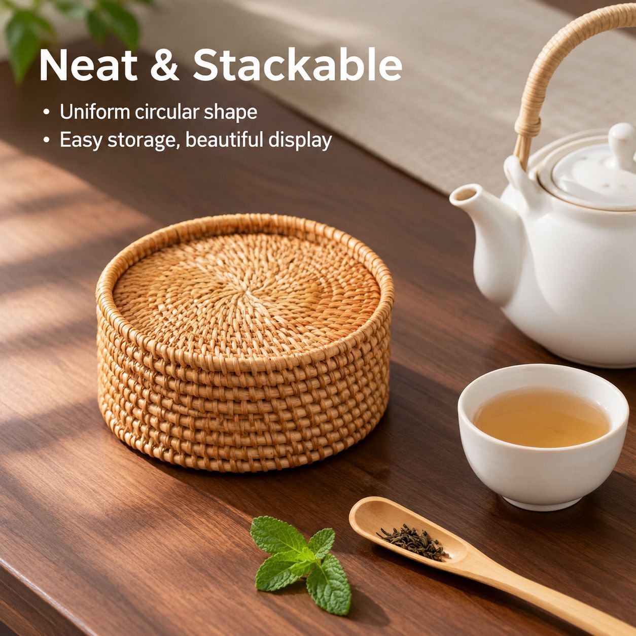 Handmade Rattan Coaster Heat Resistant Tea Ceremony Saucer Cup Bowl Pot Mat Wholesale